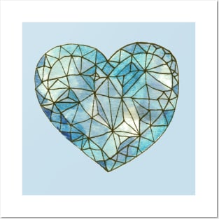 Heart of Glass Crystal Gemstone Jewel Blue Posters and Art